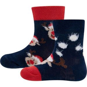 Dubbelpak Babysokken/Peutersokken Kerstrendier Donkerblauw - 19/22