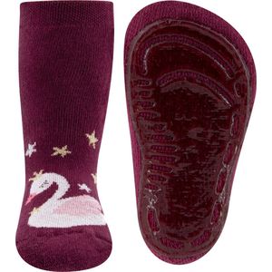 Antislipsokken Wijnrood met Zwaantje en glittergaren - 19/20