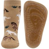 Ewers - Antislip Kindersokken - Camel - Paardenprint - Comfortabel en Veilig
