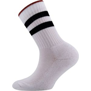 Kindersokken Ribstof Wit met Zwarte strepen - 23/26