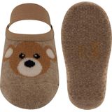 Ewers - Slofjes - Zand/Beige met Bruin Beertje - Antislip met Siliconen Nopjes
