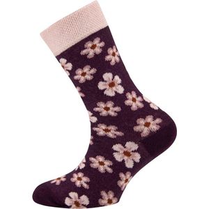 Meisjessok Wijnrood/Roze met Bloemen - Ewers - Biologisch katoen (GOTS)-23/26