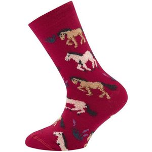 Meisjessok met Paarden Fuchsia/Rood- Ewers -23/26