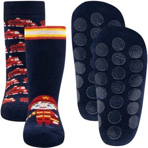 Antislipsok Dubbelpak Noppen Ewers - Donkerblauw Brandweerman en Brandweerautos-19/22