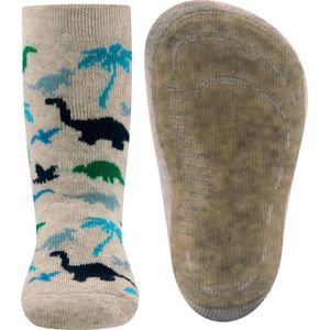 Ewers - Antislip Sokken - Hellsilber Melange - Dinosaurus Print