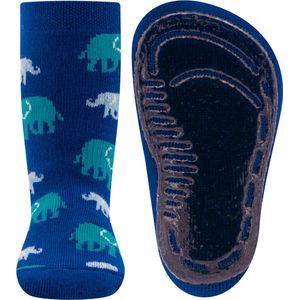 Ewers Antislipsok Helderblauw met Olifanten - Siliconenzool-21/22