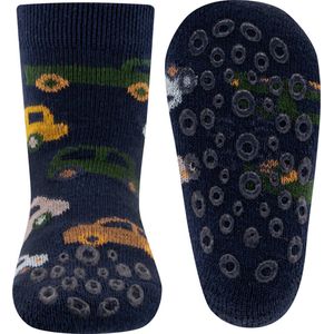 Ewers Antislipsok - Donkerblauw met Auto's - Kruipnopjes - Siliconen Nopjes Antislip-18/19