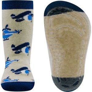 Ewers Antislipsok - Helicopters en Vliegtuigen - Beige & Donkerblauw - maat 21/22