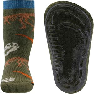 Ewers Antislipsok - T-Rex DINO Skeletten - Wit/Oranjebruin - Donkergroen & Blauwe Rand - maat 23/24