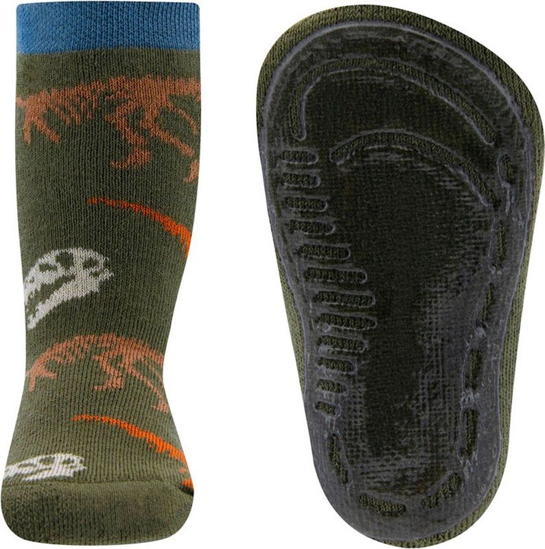 EWERS - Antislip Sokken - Olive - Dino Fossielen Print