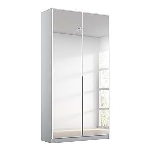 Rauch Möbel Alabama Draaideurkast kast wit/grijs met spiegel, 2-deurs, inclusief accessoirepakket Basic, 1 kledingstang, 2 legplanken, BxHxD 91x229x54 cm
