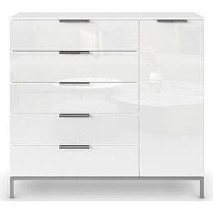 rauch Kast met laden en deuren Flipp 1-deurs, 5 laden met soft-close functie en glazen front