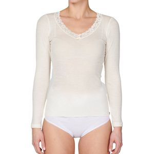 Nina von C dames wollen shirt lange mouw V-hals Zwart