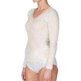 Nina von C dames wollen shirt lange mouw V-hals Champagne