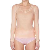 Nina von C dames wollen shirt lange mouw V-hals Champagne