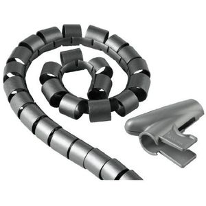Hama Kabelslang met intrekhulp (flexibele kabelgoot voor kabelmanagement en kabelbescherming, kabelspiraal voor flexibele bundelbreedte, kunststof, Ø 20 mm, 2,5 m) zilver