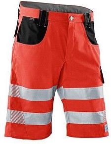 KÜBLER® unisex Warnschutzhose kurz REFLECTIQ rot, schwarz Größe 48