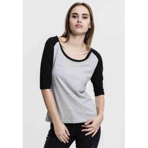 Urban Classics - 3 4 Contrast Raglan top - Grijs Zwart