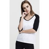 Urban Classics - 3 4 Contrast Raglan top - Wit Zwart