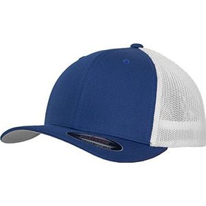 Flexfit Mesh Trucker Cap 2-kleurig - uniseks baseballcap voor dames en heren, roy/wht, S/M