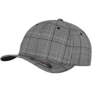 Flexfit Glen Check Cap voor dames en heren, zwart/wit, L/XL