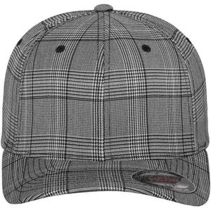 Flexfit Glen Check Cap Baseballcap voor dames en heren, zwart/wit, S/M