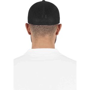 Flexfit Unisex Trucker Cap met vast voorpaneel en flexibele band aan de binnenkant, zonder sluiting, luchtdoorlatende mesh achterkant, eenheidsmaat, zwart, Eén maat