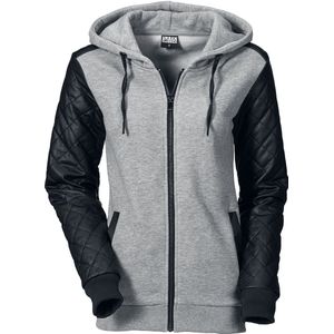 Urban Classics Ladies Diamond Synthetic Leather Sleeve Zip Hoody