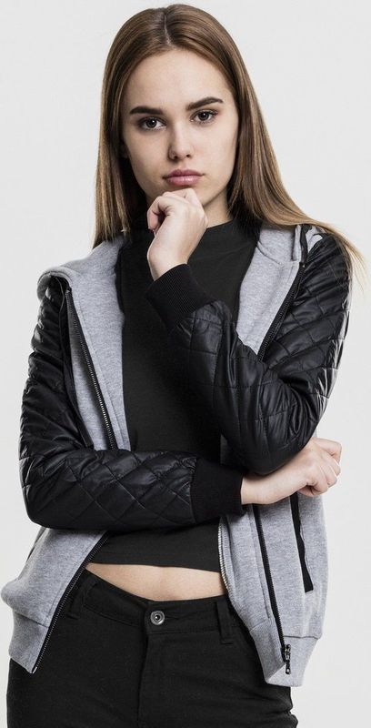 Urban Classics - Diamond Zip Hoodie - Zwart - Synthetisch Leer - Polyester