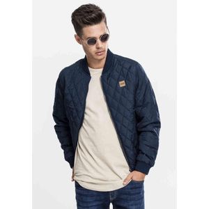 Urban Classics Herenjas Diamond Quilt Nylon Jacket - Gewatteerd Bomberjack - Donkerblauw