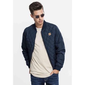 Urban Classics Herenjas Diamond Quilt Nylon Jacket, gewatteerde bomberjack voor mannen in vele kleuren verkrijgbaar, maten S - 5XL, Donkerblauw, S