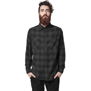 URBAN CLASSICS - Flanellen Overhemd - Zwart/Wit - Katoen