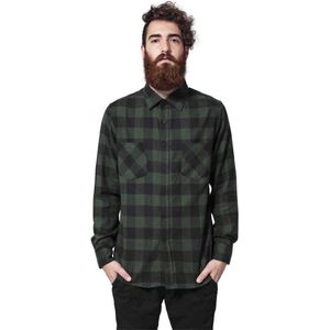 URBAN CLASSICS Geruit Heren Overhemd - Flanel - Zwart/Bos