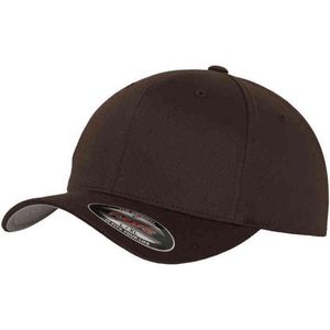 Flexfit Wooly Combed Unisex Baseball Cap zonder sluiting voor heren en kinderen, uniseks, bruin (bruin), XS-S