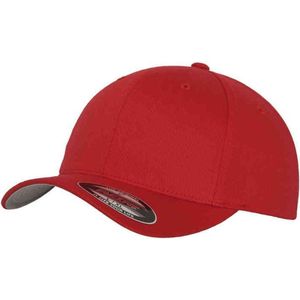 Flexfit Wooly Combed Baseball Cap Unisex, Rood, XS-S