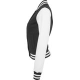 Build your Brand - BY027 - Sweat College Jacket - Zwart/Wit - 65% Katoen / 35% Polyester