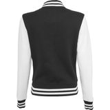 Build your Brand - BY027 - Sweat College Jacket - Zwart/Wit - 65% Katoen / 35% Polyester