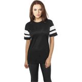 Urban Classics - Stripe Mesh Dames T-shirt - Zwart Wit