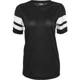 Urban Classics - Stripe Mesh Dames T-shirt - Zwart Wit