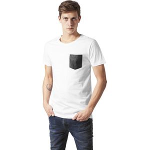 Urban Classics - Leather Imitation Pocket T-shirt - Zwart - 100% Katoen