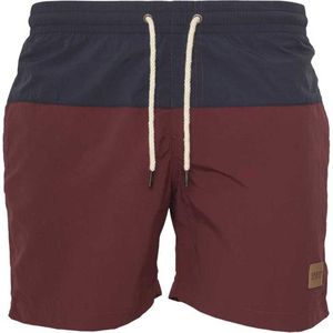 Urban Classics Block Zwemshorts Bordeaux rood/Blauw