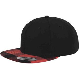 Flexfit - Checked Flanell Peak Snapback blk/red one size Snapback Pet - Zwart/Rood