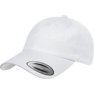 Yupoong Flexfit Low Profile Cotton Twill Unisex Dad Hat Cap voor dames en heren, 6 panelen Baseball Cap ongestructureerd met messing sluiting, wit, Eén maat