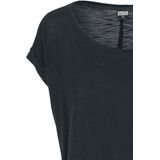 Urban Classics - Long Back Shaped Slub Dames T-shirt - Zwart