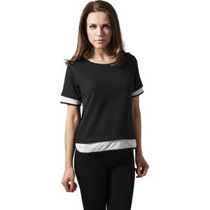 Urban Classics - Terry Mesh - Dames T-shirt - Zwart/Wit