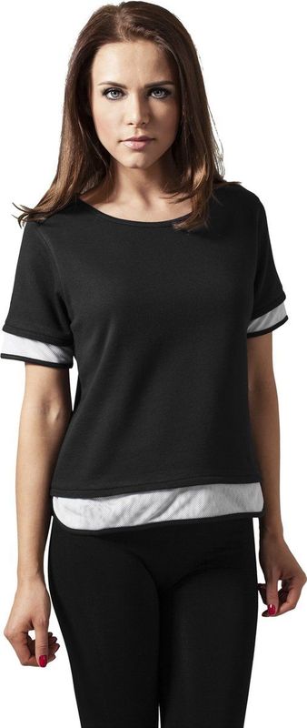 Urban Classics - Terry Mesh - Dames T-shirt - Zwart/Wit
