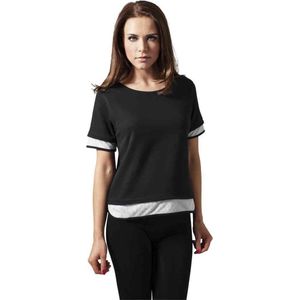 Urban Classics - Terry Mesh Dames T-shirt - Zwart Wit