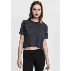 T-shirt - Cropped Burnout - Zwart - Katoen/Polyester