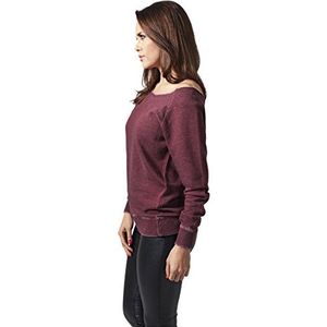 Urban Classics Dames Sweatshirt Dames Kleding Burnout Open Edge Crew, rood (bordeaux 606), XS