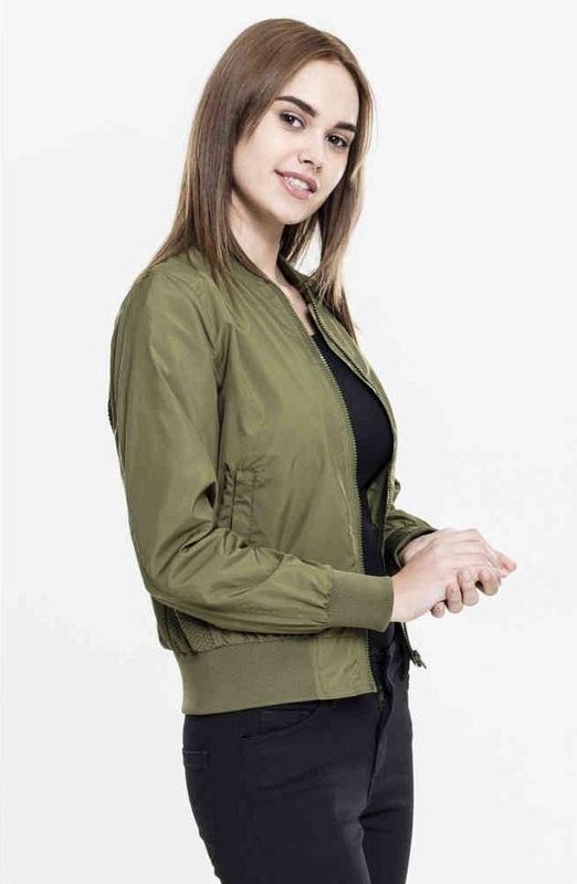 Urban Classics Damen Bomber Jacke Ladies Light Bomber Jacket Olive